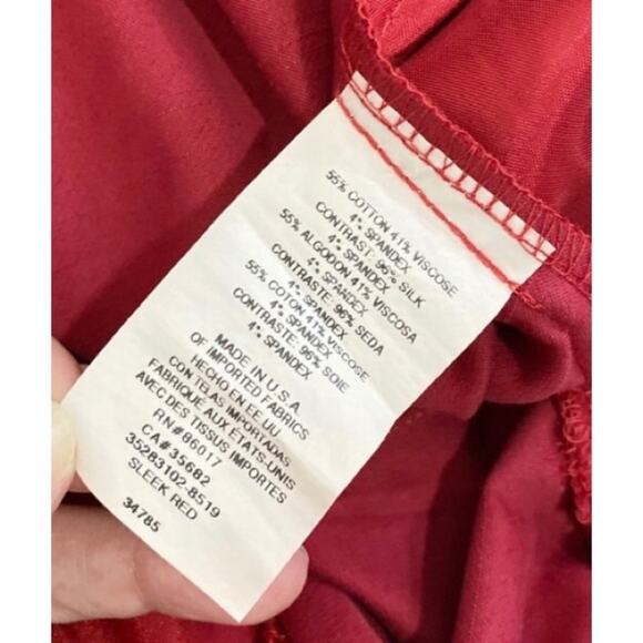 Bebe Sleek Red Silk Blend Cropped Cuffed Pants, Size 4 - Picture 10 of 12